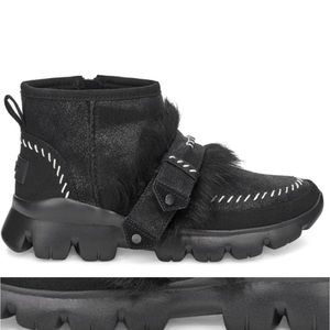 Ugg Fluff Punk Ankle Boot Black Lamb Fur Suede